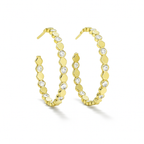 Gold Plated CZ Hoop Earrings, 4.5 cm, Sterling Silver Post