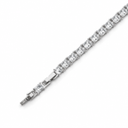 Rhodium Plated Princess Cut CZ Tennis Bracelet – Adjustable 18 + 2 cm, 7 mm Wide