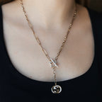 Rose Gold Plated Pendant Necklace – Statement Chain Necklace 45+5 cm
