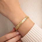 Gold Plated Textured Open Cuff Bracelet