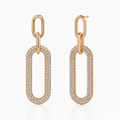 Rose Gold Plated Oval Link Drop Earrings with Cubic Zirconia