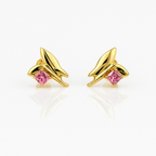 Sedy Jewelry Gold Plated Butterfly Stud Earrings with Pink CZ Stone – 1.5cm