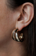 Gold Plated Chunky Hoop Earrings with Sterling Silver Post, 3 cm