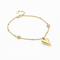 Heart Charm CZ Anklet – Stainless Steel, Adjustable 21+5 cm