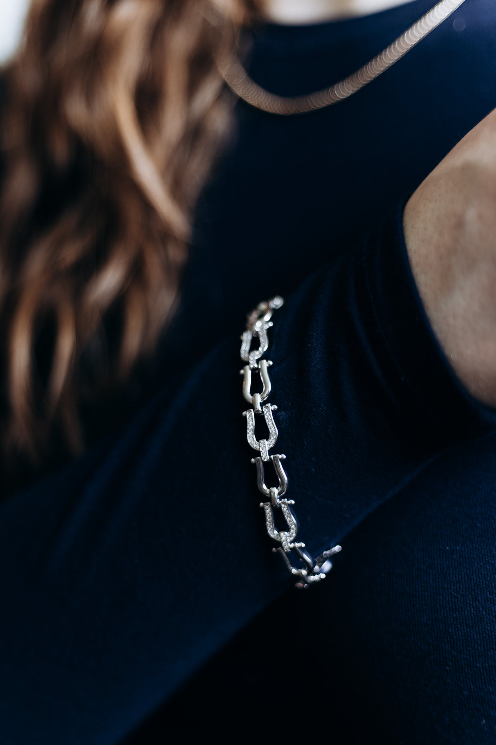 Rhodium Plated CZ Link Chain Bracelet – Statement Style