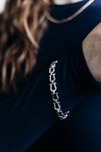 Rhodium Plated CZ Link Chain Bracelet – Statement Style