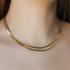 Double Layer Stainless Steel Necklace, Gold Plated, 40–50 cm