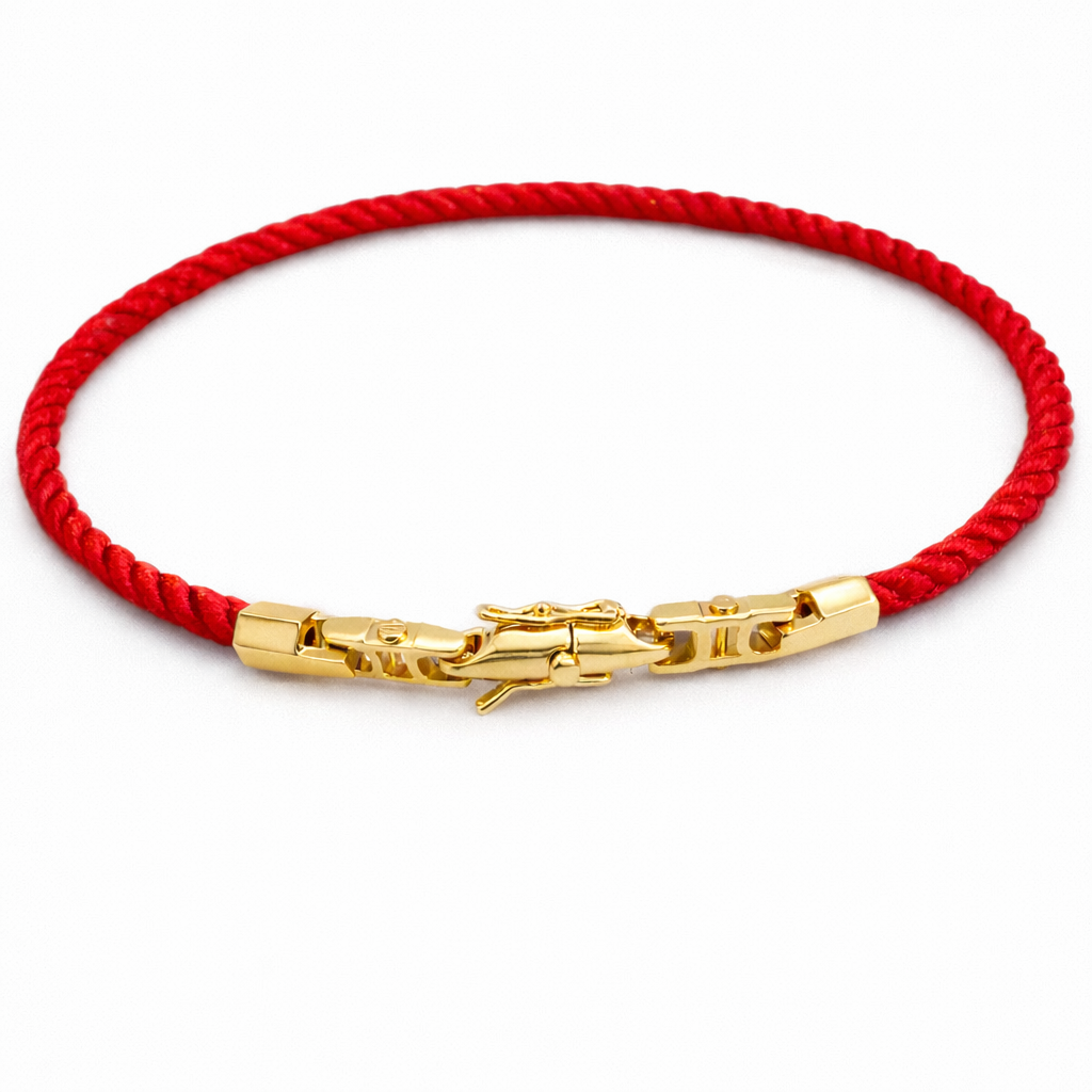 Red Cord Bracelet with Gold Plated Clasp – Hypoallergenic Non-Tarnish Jewelry