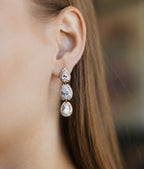 Luxury Drop Earrings, Rose Gold Plated, Clear CZ Stones