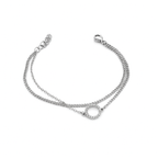 CZ Circle Charm Bracelet – Gold Plated or Rhodium, 16+5 cm