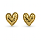 Heart-Shaped Gold Plated Stud Earrings by Sedy Jewelry
