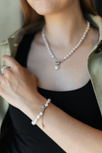 Pearl Charm Bracelet – Gold or White Gold Plated, 17+3 cm