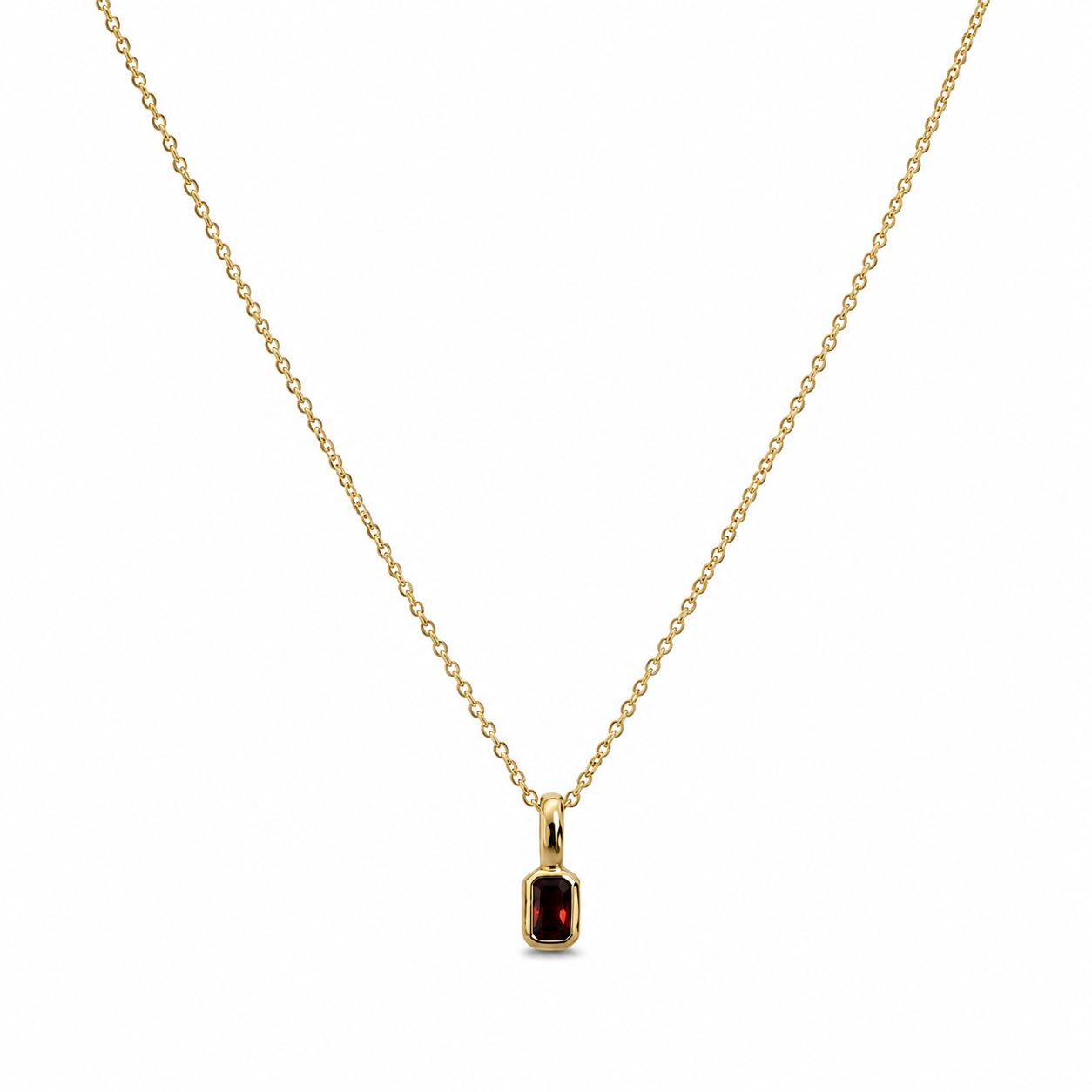 Gold Plated CZ Pendant Necklace – Clear, Red or Pink Stone, Hypoallergenic, Non-Tarnish
