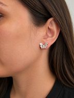 CZ Butterfly Stud Earrings – Gold Plated, 1.5×1.3 cm