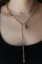 Rose Gold Plated Layered Necklace – Multi Layer Y Necklace 35 / 45+5 cm