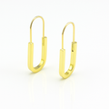 Gold Plated Paperclip-Style Hoop Earrings, 3.5 cm
