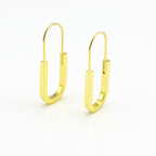 Gold Plated Paperclip-Style Hoop Earrings, 3.5 cm