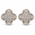 Radiant Bloom Halo Stud Earrings – Gold or White Gold Plated, 18 mm