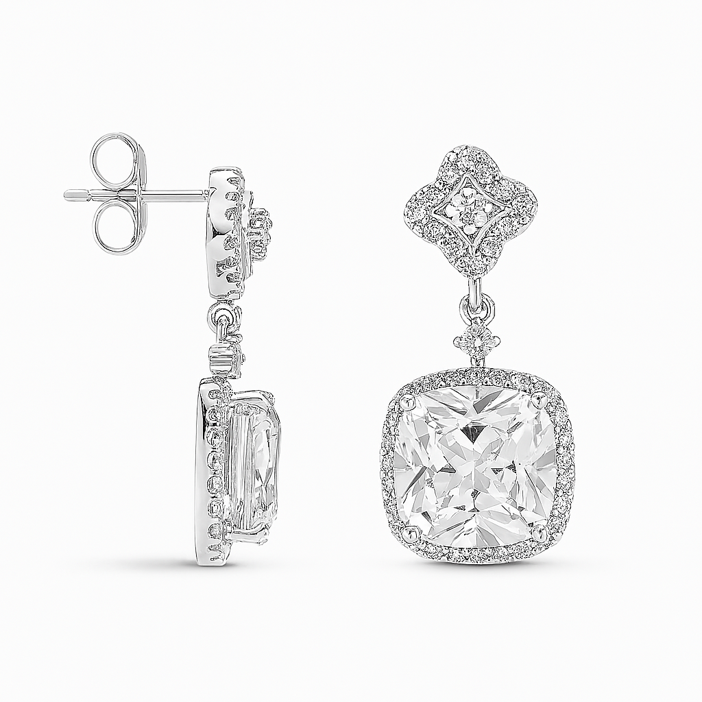 Wedding & Prom Cubic Zirconia Drop Earrings – Gold Plated