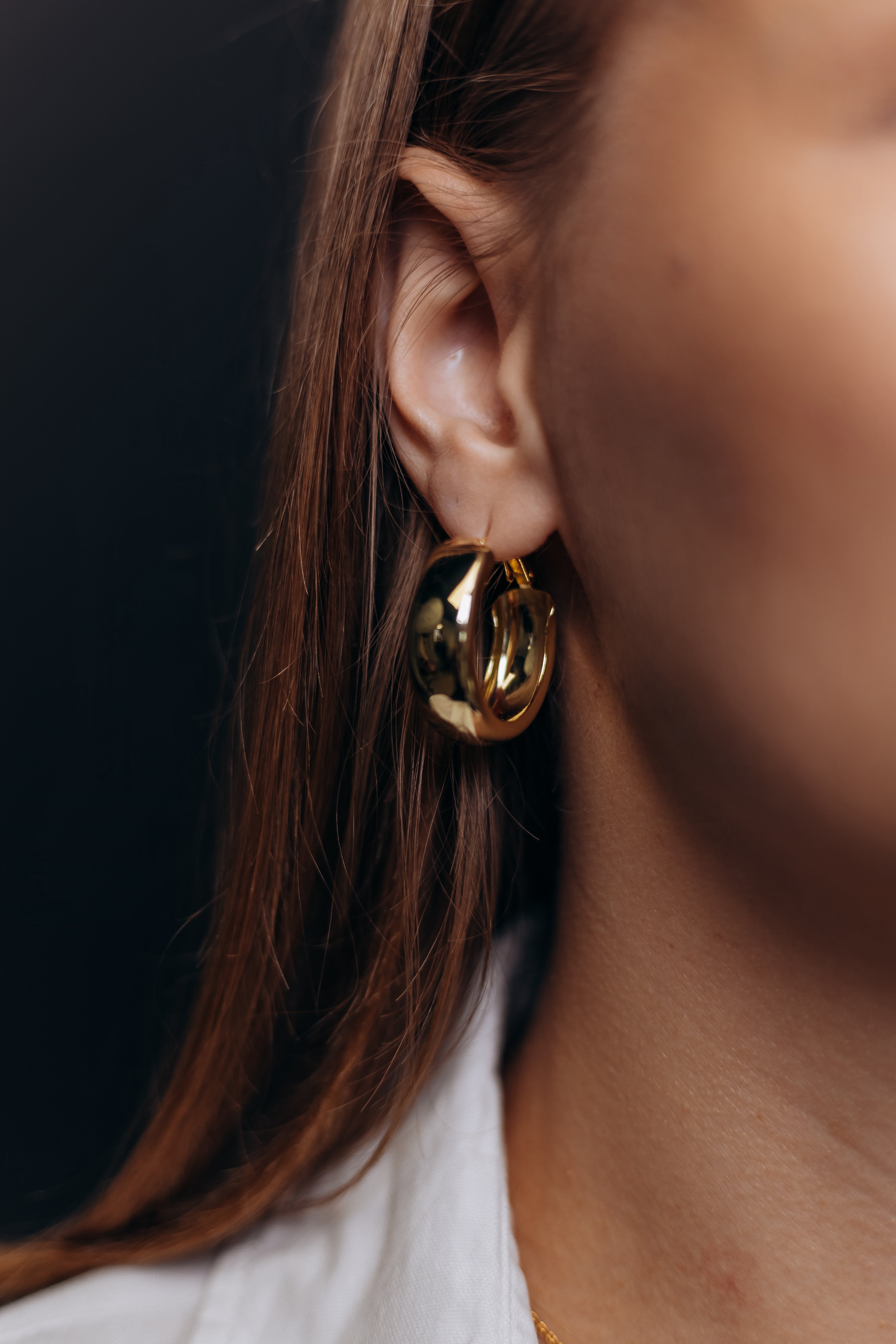 Gold Plated Silver Hoop Earrings – 3 cm Wide Classic Hoops