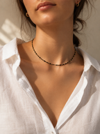 Natural Gemstone Beaded Necklace for Women – Spinel, Amazonite, Malachite, Apatite & Agate, Gold Plated Stainless Steel, 38+5 cm