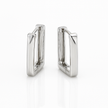 Rectangular Hoop Earrings, Rose Gold or White Gold Plated, 1.5 cm