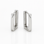 Rectangular Hoop Earrings, Rose Gold or White Gold Plated, 1.5 cm