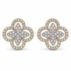 Openwork Floral CZ Stud Earrings – Gold or White Gold Plated, 18 mm