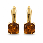 Cushion Cut CZ Leverback Earrings – Gold Plated, Four Colours