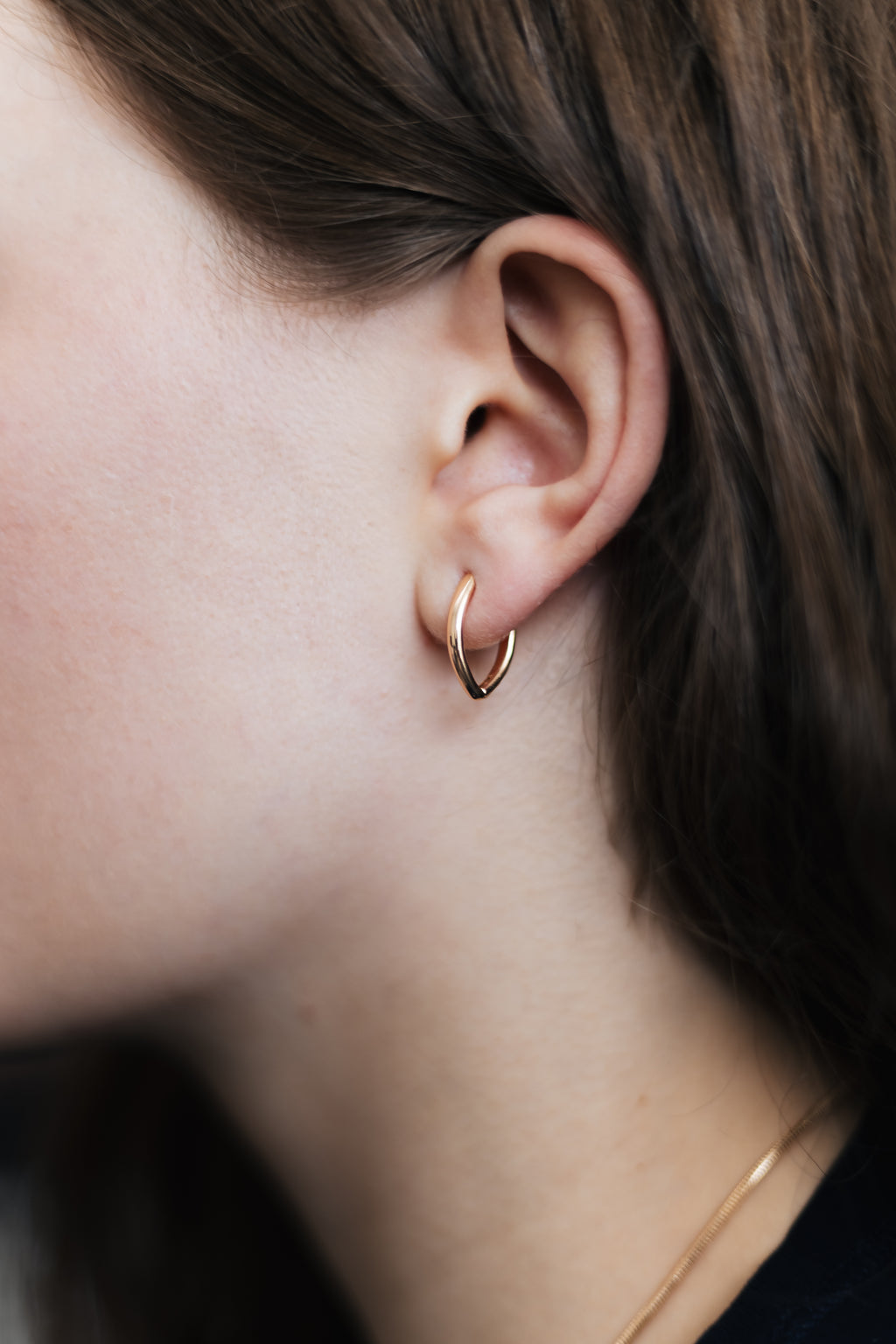 Minimalist Hoop Earrings Rose Gold Plated 15mm Non Tarnish