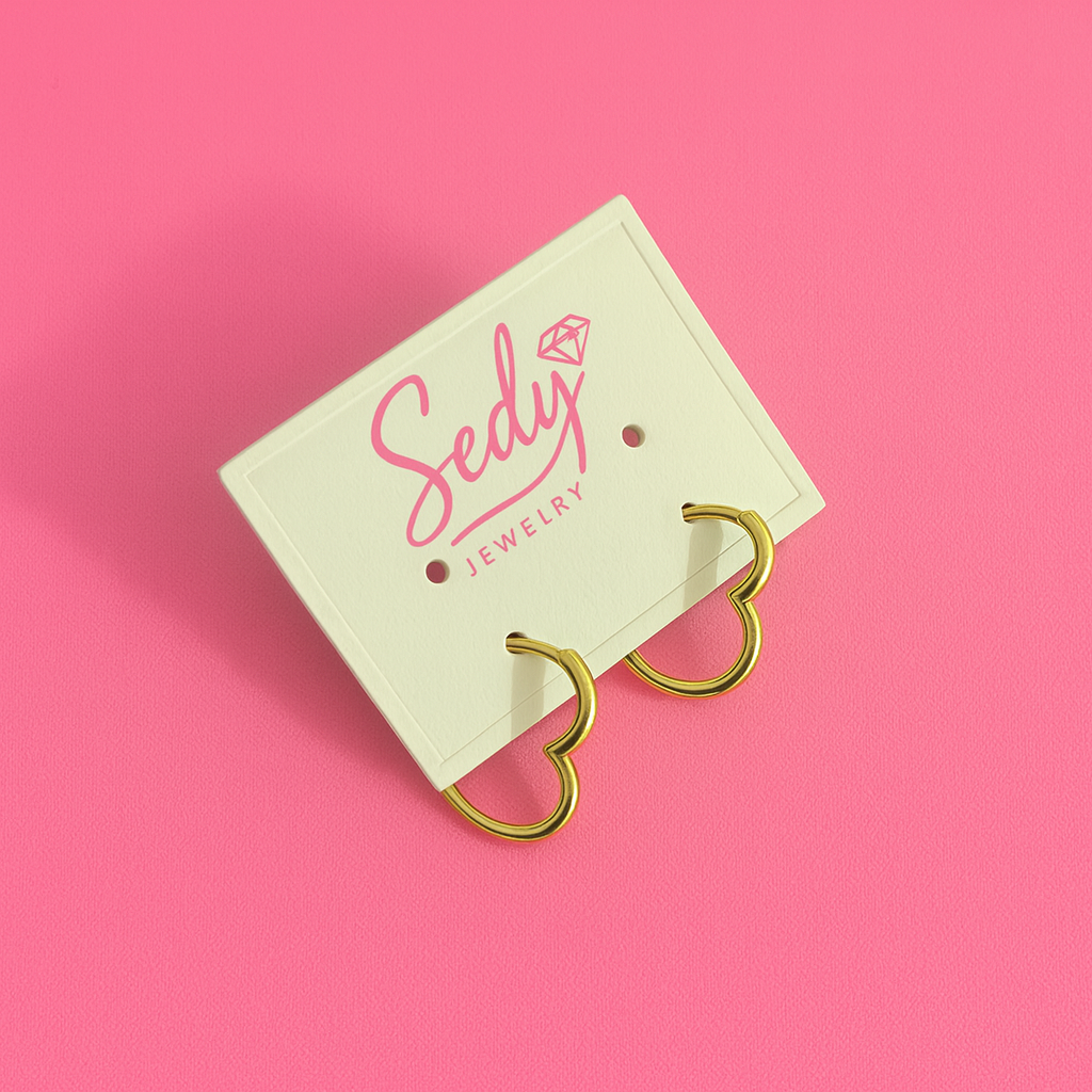 Hypoallergenic Heart Hoop Earrings – Rhodium Plated or 14K Gold