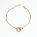 Sedy Jewelry Gold Plated Double Circle Bracelet with CZ Stones, Adjustable 16+5 cm
