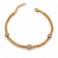 Gold Plated Beaded Bracelet with CZ Accent Beads – Adjustable 17+2 cm