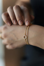 CZ Circle Charm Bracelet – Gold Plated or Rhodium, 16+5 cm