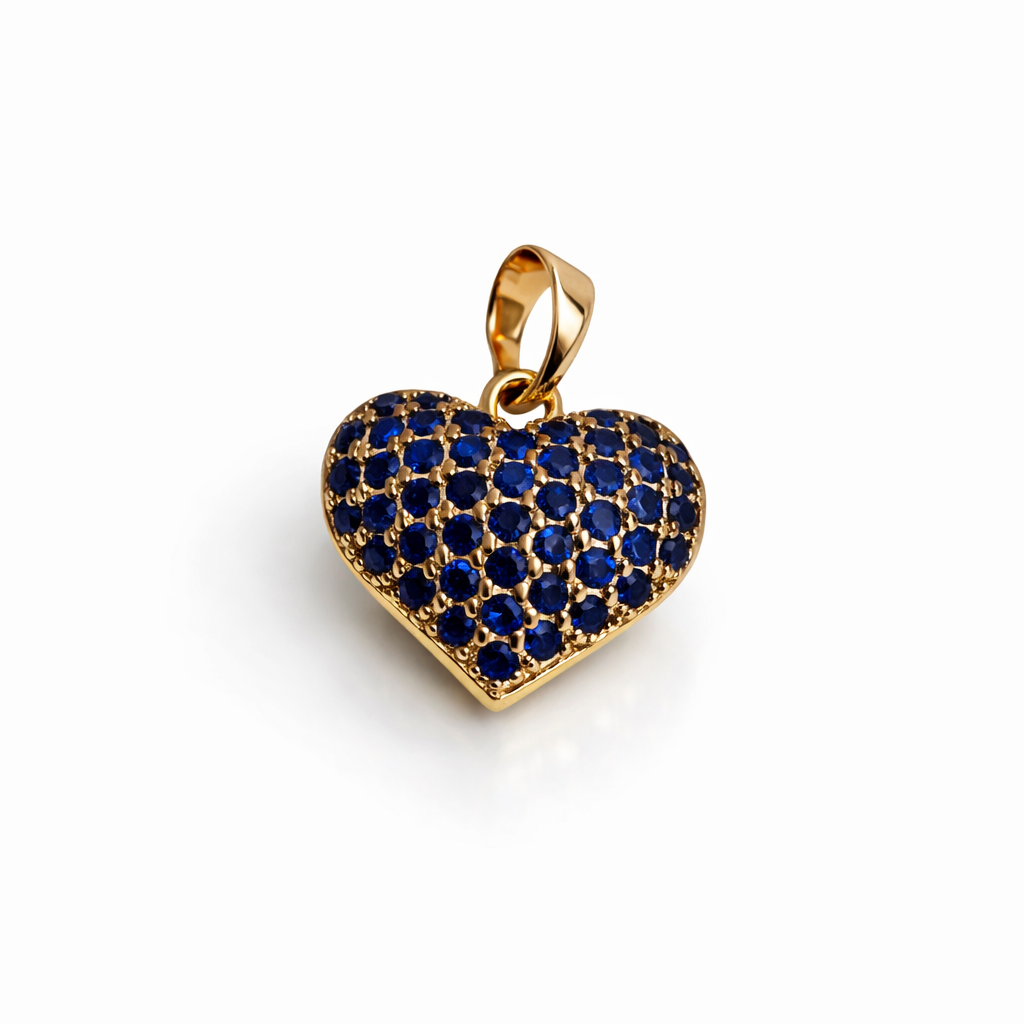 Rose Gold Plated Heart Pendant with CZ Stones – Hypoallergenic Pendant Charm 2 × 1.5 cm