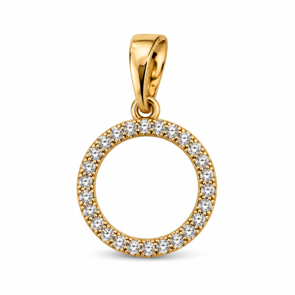 White & Gold Plated Circle CZ Jewelry Set – Leverback Earrings & Pendant