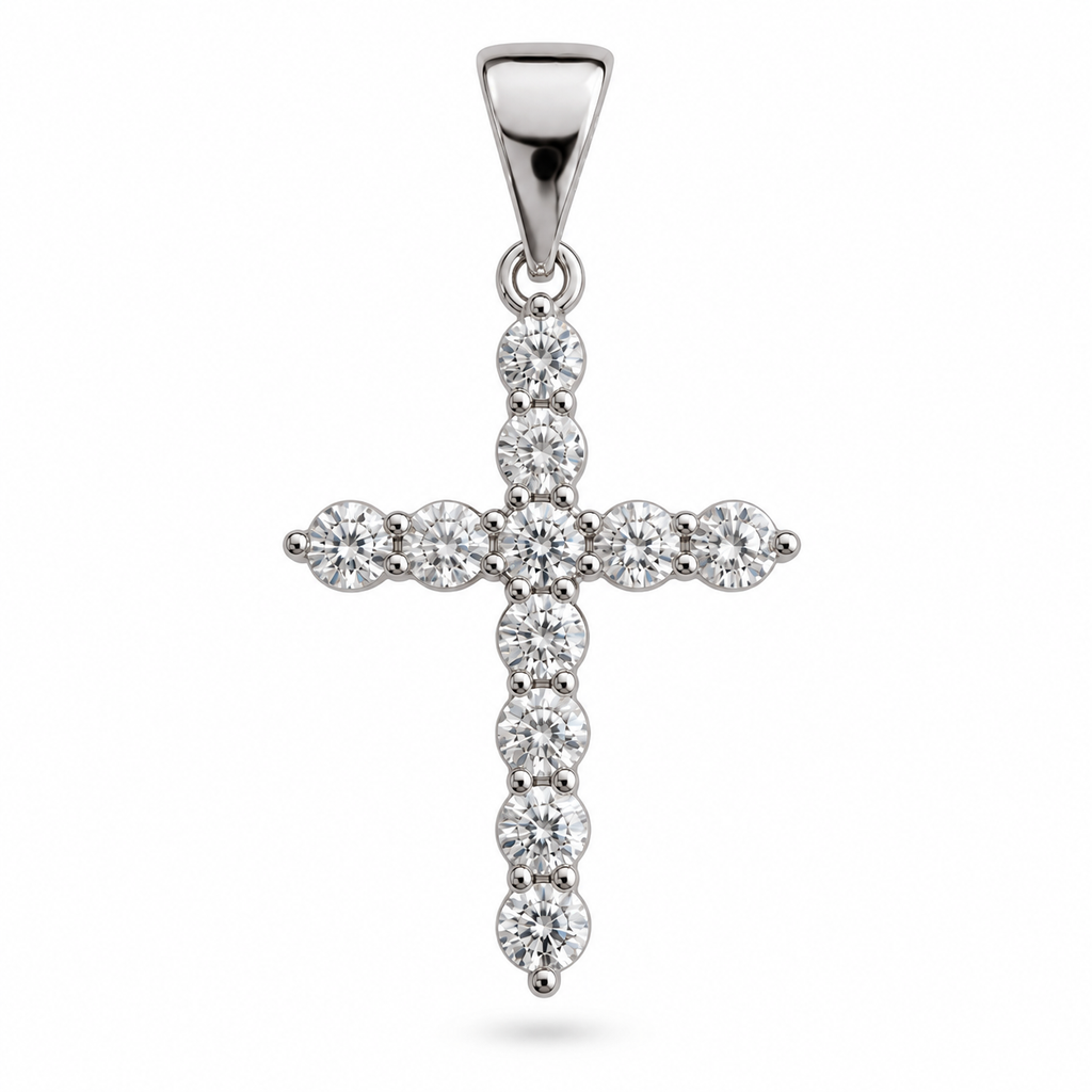 Gold-Plated CZ Pendant – Silver or Rose Gold Colour, 2.5 cm