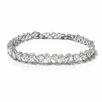 Rhodium Plated Mixed Cut CZ Tennis Bracelet – Bridal Style