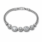 Rose Gold Plated or White Gold Plated CZ Bracelet – Elegant Crystal Bracelet for Women | Non Tarnish | 17.5 + 2.5 cm (6.89” + 0.98”) | Wedding & Evening Jewelry