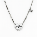 White Gold Plated Heart Necklace – Why So Serious Pendant Necklace 40+5 cm