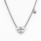 White Gold Plated Heart Necklace – Why So Serious Pendant Necklace 40+5 cm