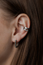 Rhodium Plated CZ Ear Cuff for Cartilage – Single Piece