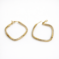 Gold Plated CZ Square Hoop Earrings, Sterling Silver Post, 4.5 cm