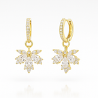 Gold Plated Maple Leaf Hoop Earrings with CZ Stones