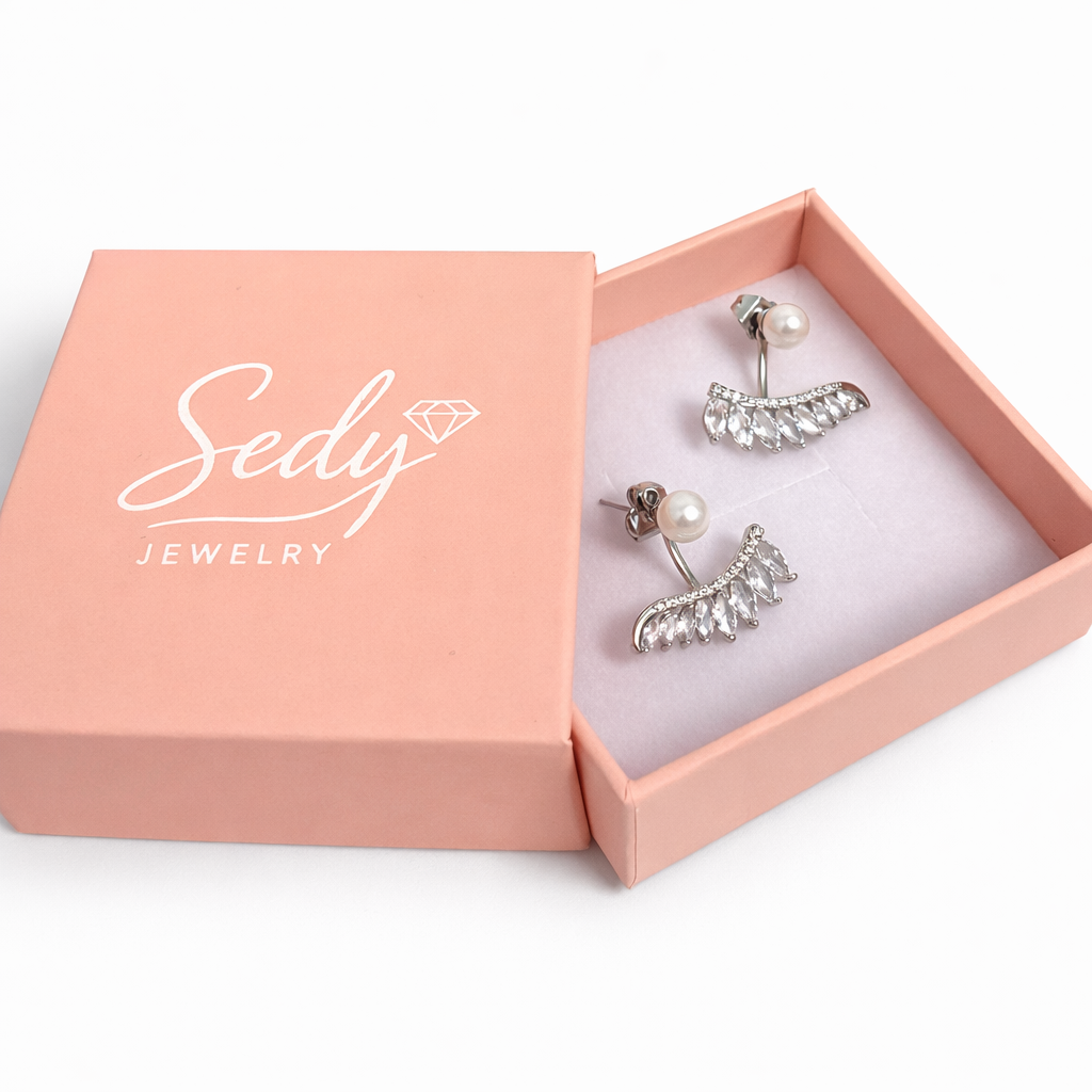 Pearl Jacket Stud Earrings 2.5cm – Silver & Gold