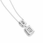 Double Rectangle CZ Pendant Necklace for Women – Gold or Silver Plated, Cubic Zirconia, Adjustable Chain 40+5 cm