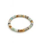 Natural Stone Bracelet with 18K Gold-Plated Stainless Steel Accents