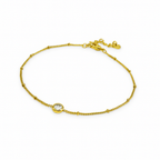 Minimalist CZ Anklet – Stainless Steel, Adjustable 21+5 cm