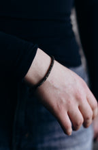 Black Crystal Mesh Rope Bracelet – Gold Plated Clasp | 4 mm | Women’s & Men’s Sparkling Bracelet | 20 cm / 7.87”
