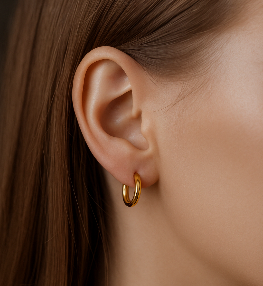 Hypoallergenic Small Hoop Earrings – 14K Gold , Rose & White Gold Plated